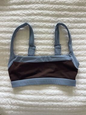 FORM Light Blue and Brown Sports Bra